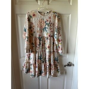 Zara Floral‎ Tiered Dress Long Sleeve Cottagecore Bohemian Medium M
